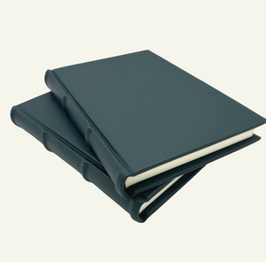 Handcrafted Italian Blue leather journal with rounded spine detail