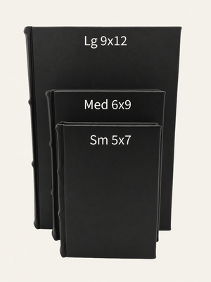 Handmade Refillable black Italian leather journals in 3 sizes - Small, Medium & Large
