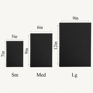 Refillable black leather journals in 3 sizes - Small, Medium & Large