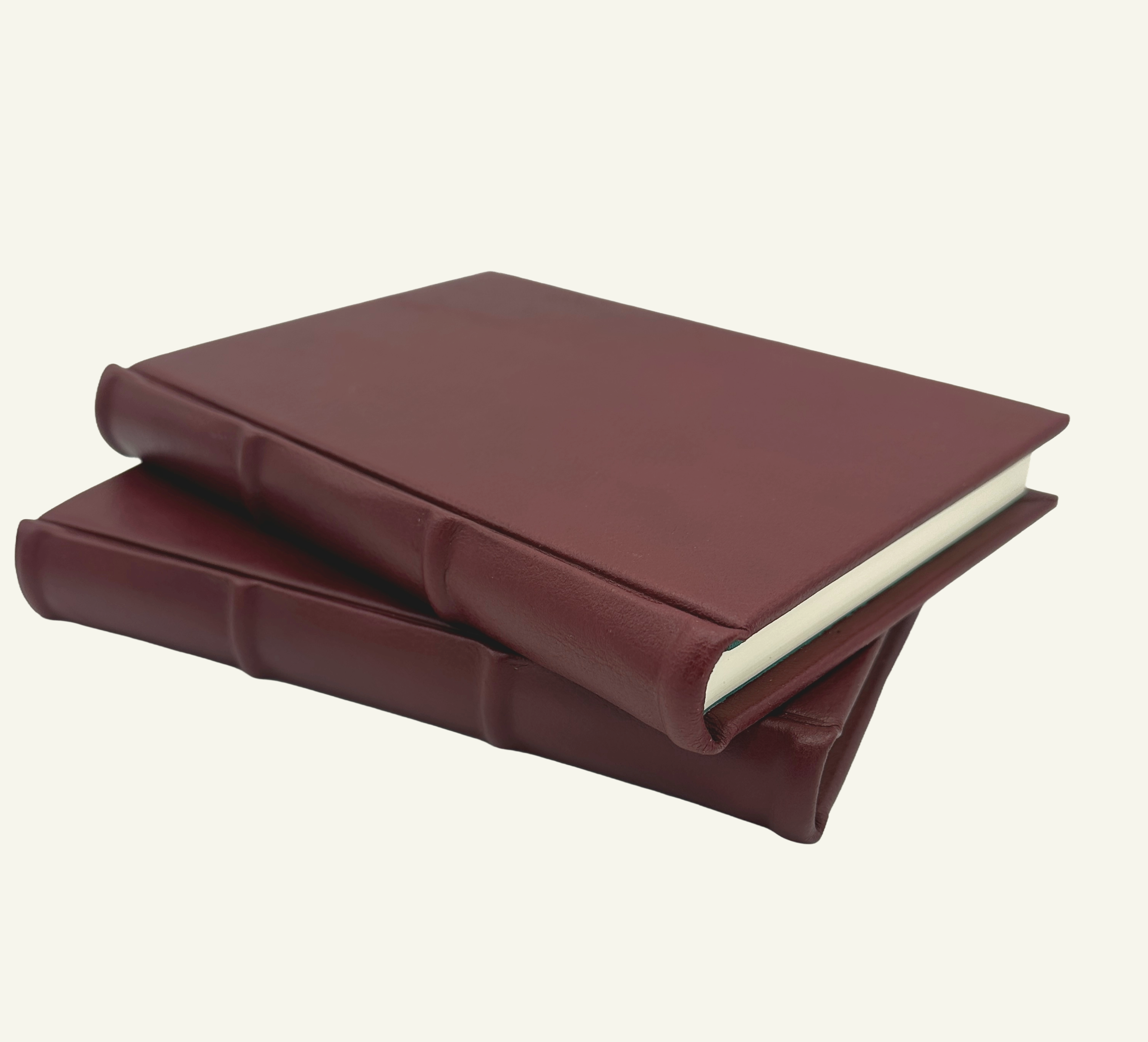 rounded spine detail burgundy leather journal