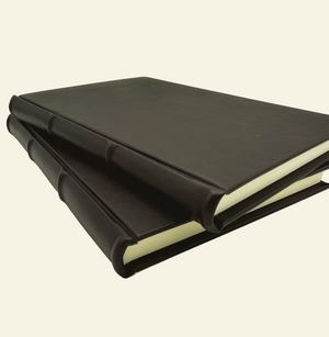 Italian Leather Guestbooks and Journals in Classic Brown with rounded spine and raised ridges
