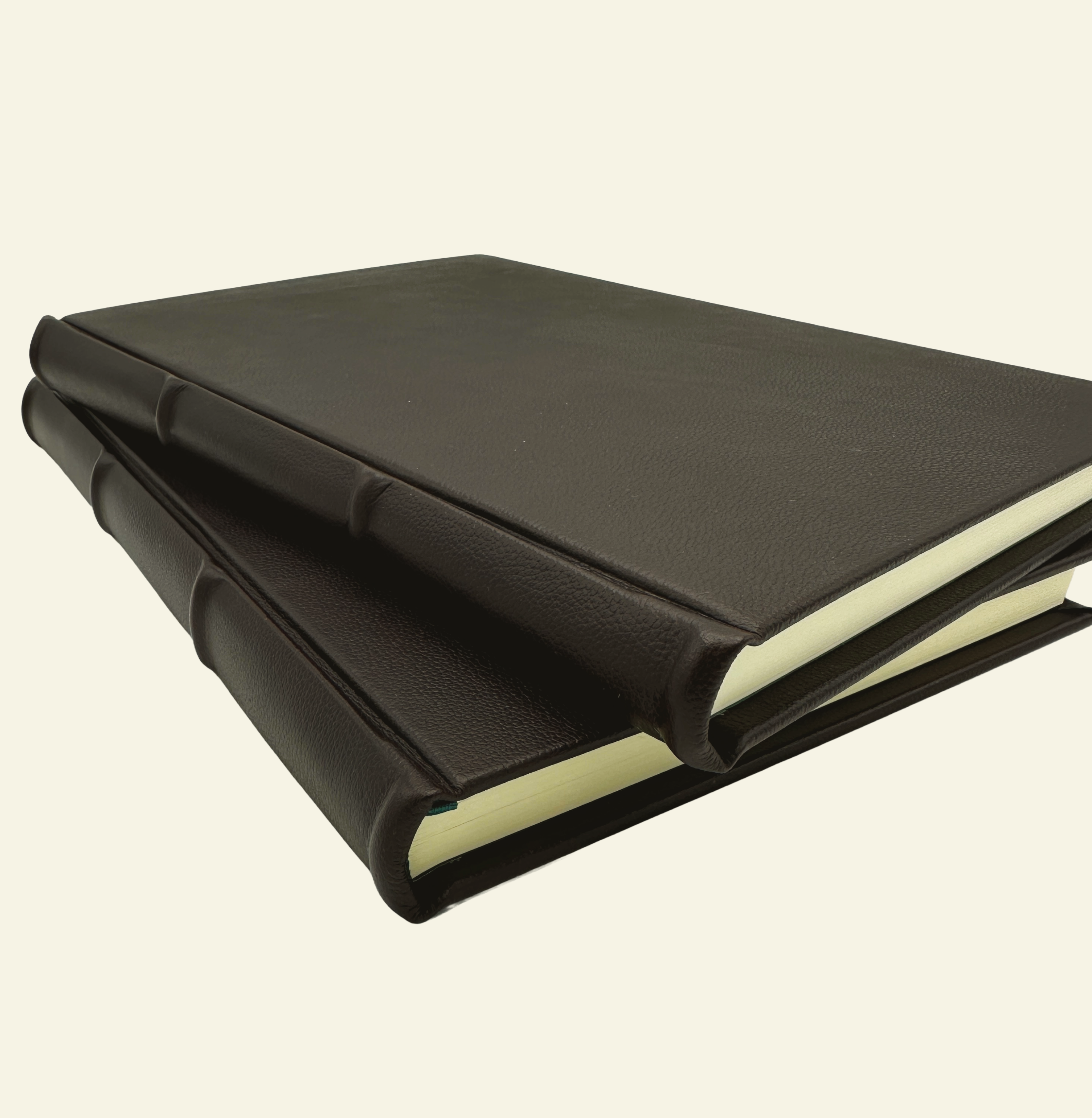 Italian Leather Guestbooks and Journals in Classic Brown with rounded spine and raised ridges