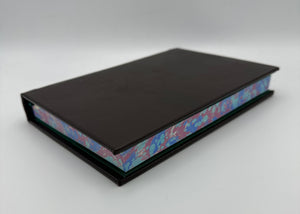 Refillable Classic Leather Journal with Lined Marble Blue & Burgundy Edges