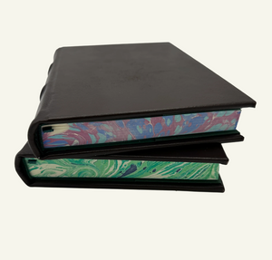 Refillable Leather journal with marble paper edges
