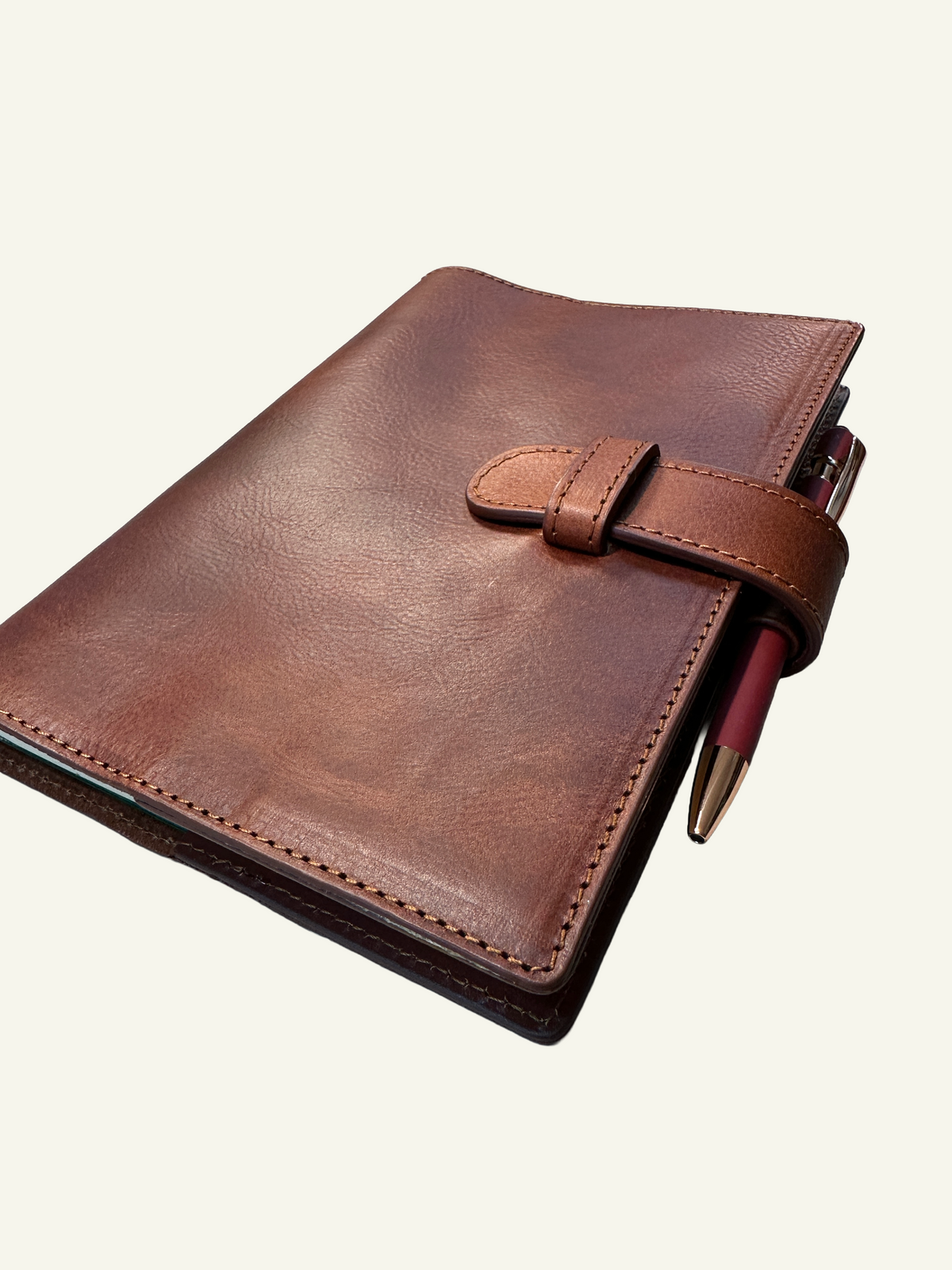 *Preorder* Refillable Softcover Leather Journal With Clasp Tab Closure - Cognac