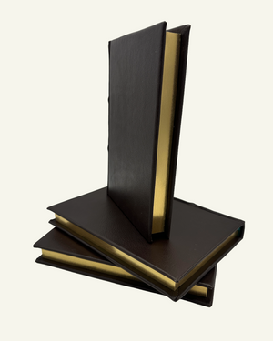 Elegant handmade leather journals from Italy with gold edged pages