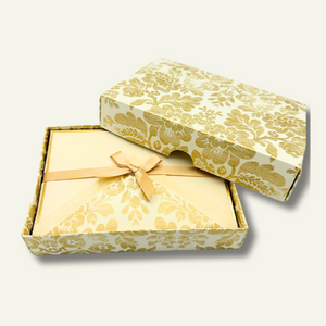 Gold floral blank note cards & matching envelopes