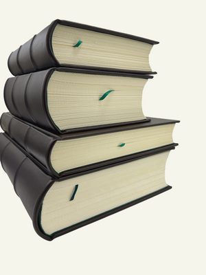 The World's Thickest Journals stacking in two sizes with Hand-cut and Deckled Edges