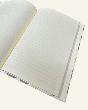 Lined pages of hardcover Sicilian Lemon Grove Journal notebook