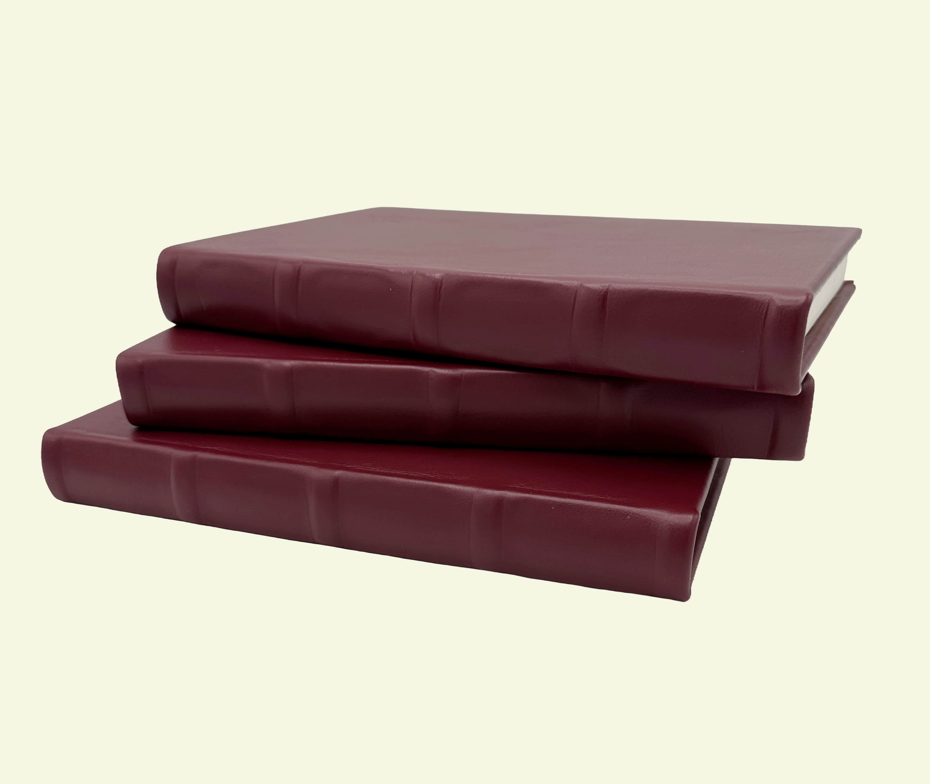 Square Raised Spine Detail on Merlot Wine Leather Journal