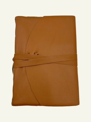 Hand-stitched soft wrap style Nappa Italian leather journal in light camel color