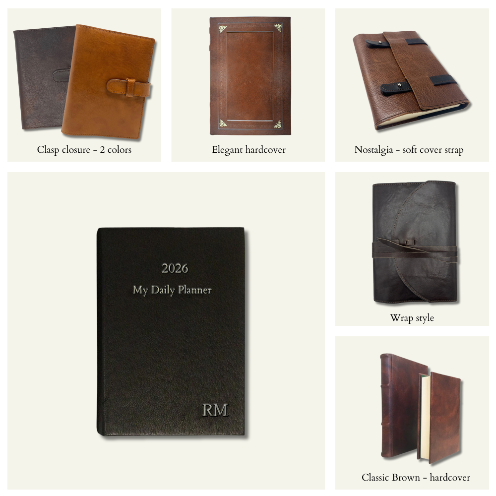 Refillable Leather Day Planner 2026 (Med A5 size)