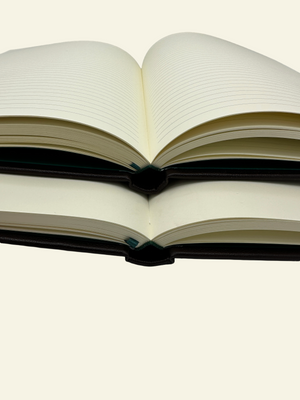 Detailed closeup of open guestbook pages in your choice of lined or unlined pages