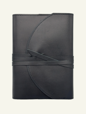 Refillable Leather Wrap Journal in Black