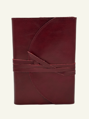 Refillable Leather Wrap Journal in Bordeaux