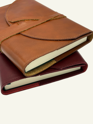 Refillable Leather Wrap Journals in Saddle Brown and Bordeaux