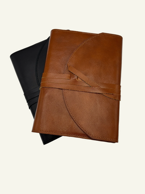 Refillable Leather Wrap Journals in Saddle Brown and Black