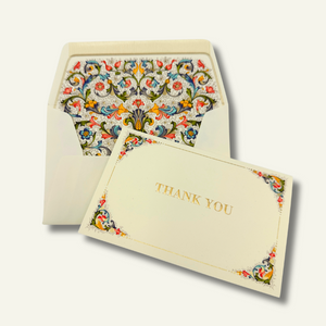 Multicolored Florentine Thank You cards & matching envelopes