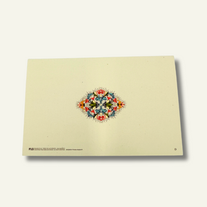 Back cover of multicolored Florentine design thank you cards