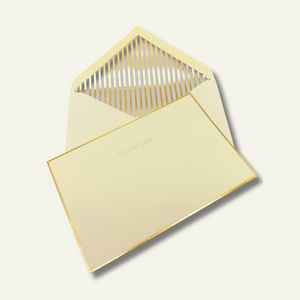 10 pack Blank gold embossed Thank you cards with matching pinstriped envelopes