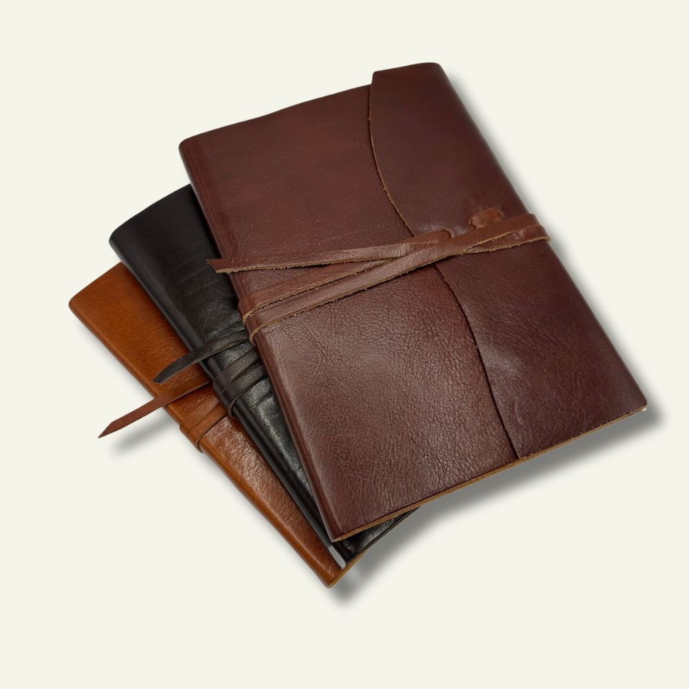 Softcover Leather Wrap Lined Notebook - 3 colors