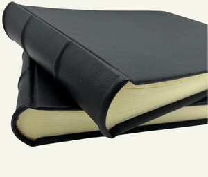 Two 14x10 Italian Black Leather Photo Album with Ridged Spine