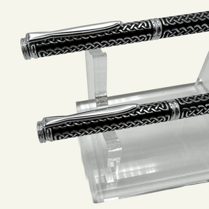 Silver Twist Top Ballpoint Pen with Celtic Knot