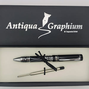 Black Resin Barrel Ballpoint Pen in Gift Box