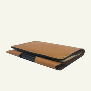 Leather Wallet Notebook Combo with Pen in Saddle Brown