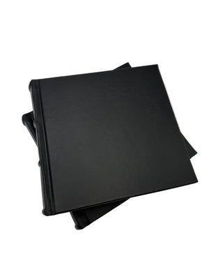 Two Small 9x8 Handmade Italian Black Leather Photo Albums-
