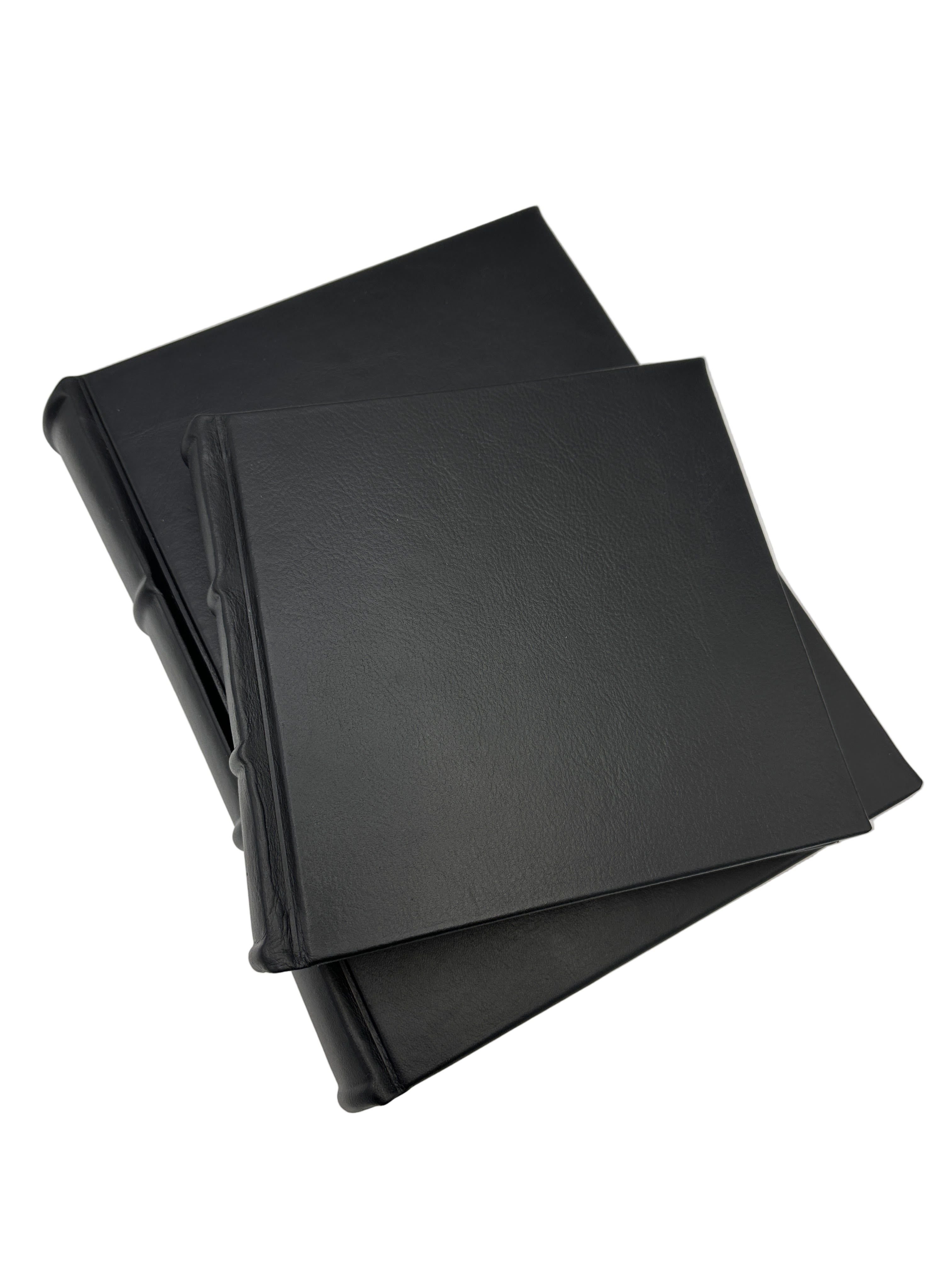 Small 9x8 and Medium 10x12 Black Italian Leather Albums