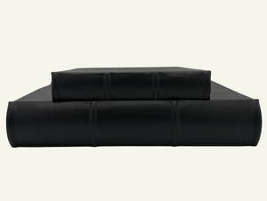 Spine detail for 9x8 & 10x12 Black Italian Leather Photo Albums