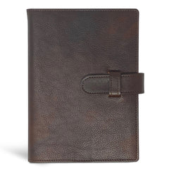Refillable Softcover Leather Journal With Clasp Tab Closure - Espresso
