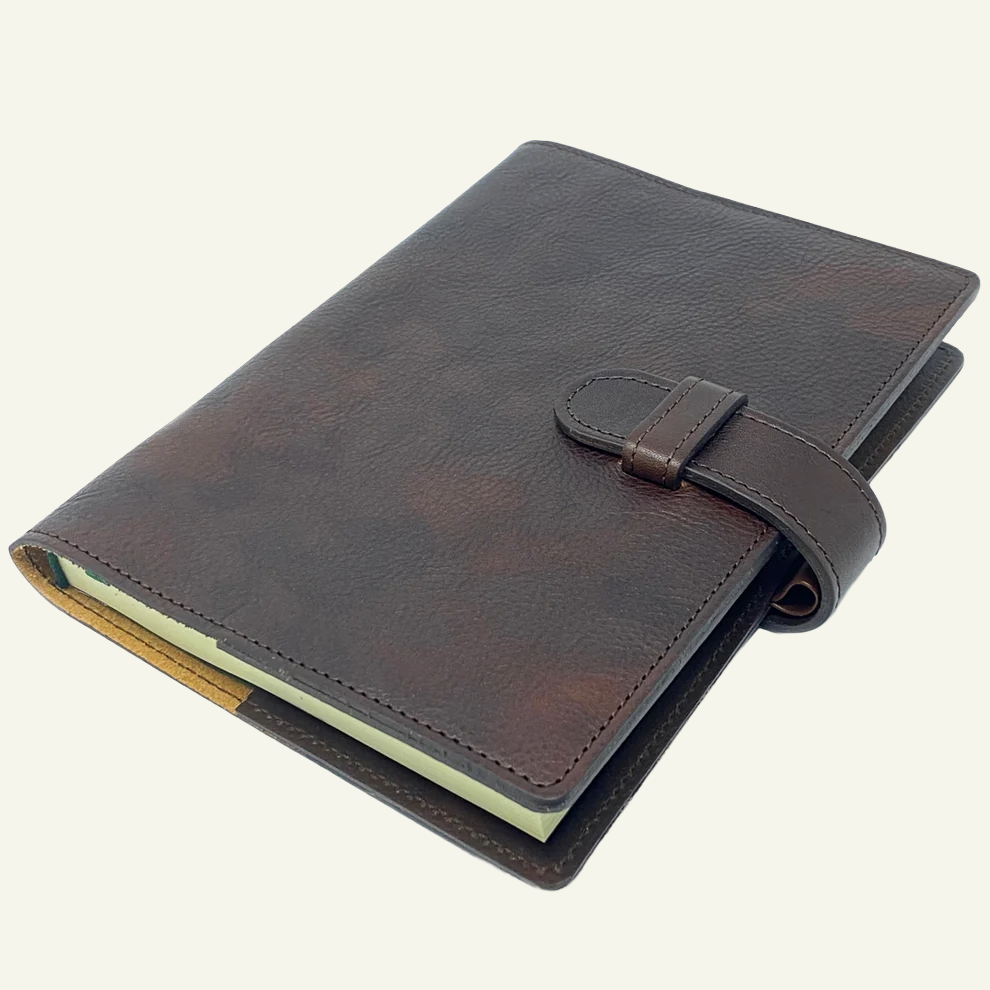 Refillable Leather Journal with Clasp Closure in Espresso