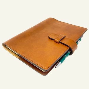 Refillable Leather Journal with Clasp Closure in Saddle Brown