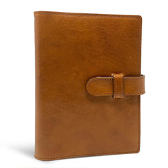 Refillable Softcover Leather Journal With Clasp Tab Closure - Saddle Brown