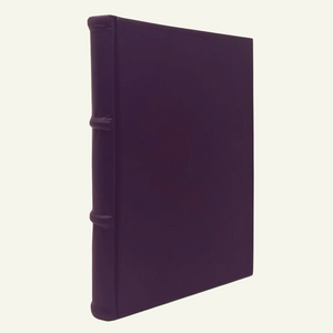 violet leather journal showing ridged spine
