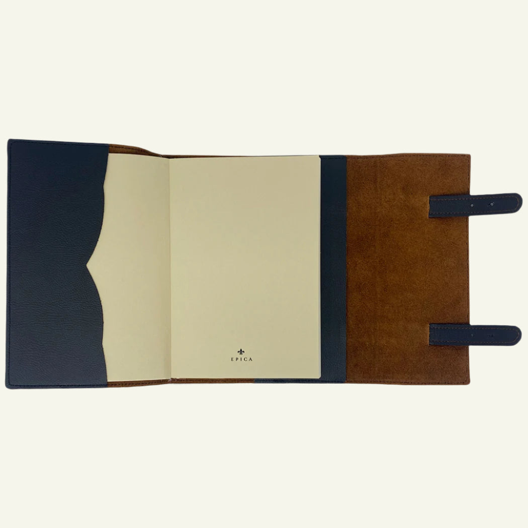 Nostalgia Notebook - Refillable Leather Journal with Black Straps - open front