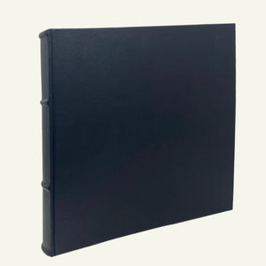 Large Handmade Italian Black Leather Photo Album 12x12