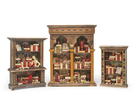 Miniature Wood Bookcase Ornament - XL
