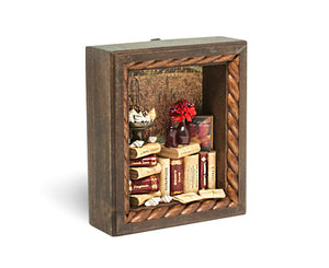 Epica's miniature bookcase diorama