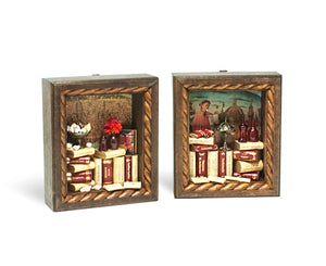 miniature wooden bookcase diorama by Epica