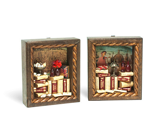 miniature wooden bookcase diorama by Epica