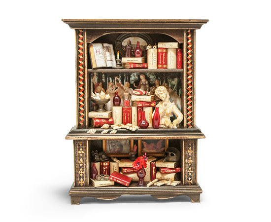 Miniature Wood Bookcase Ornament - XL