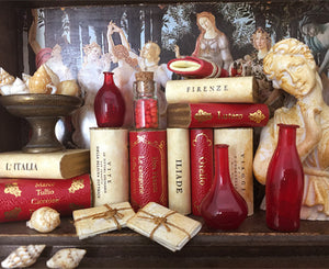 Epica's miniature wooden bookcase ornament