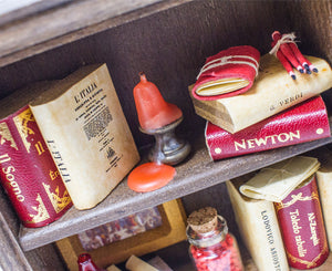 miniature wooden bookcase ornament by Epica