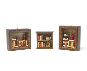 Epica's miniature wooden bookcase diorama