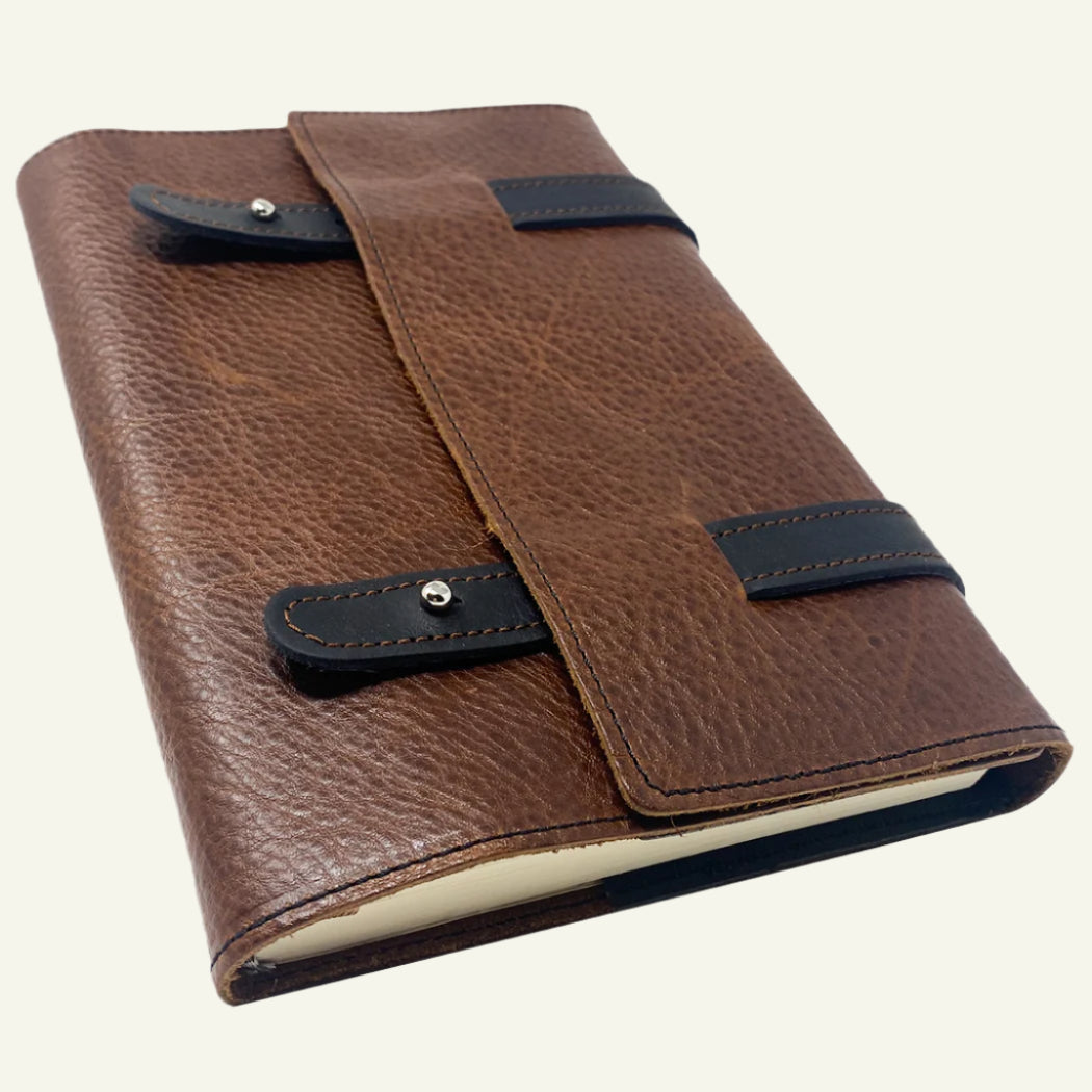Nostalgia Notebook - Refillable Leather Journal with Black Straps