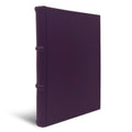 violet leather journal showing ridged spine