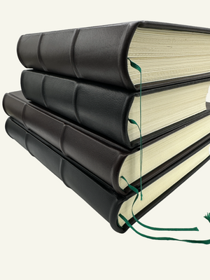 8x10 & 11x15 Extra Thick Journals in Black or Classic Brown Leather with Raised Ridges and Rounded Spine